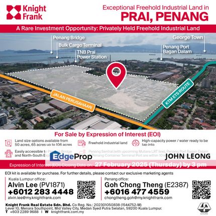 Exceptional Freehold Industrial Land @ Prai, Penang | For sale via EOI, Penang, Prai