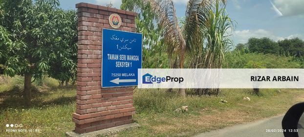 An end lot double storey terrace house with extra land for sale in Taman Seri Mangga, Melaka Tengah, Melaka City, Malacca Central, Melaka, 