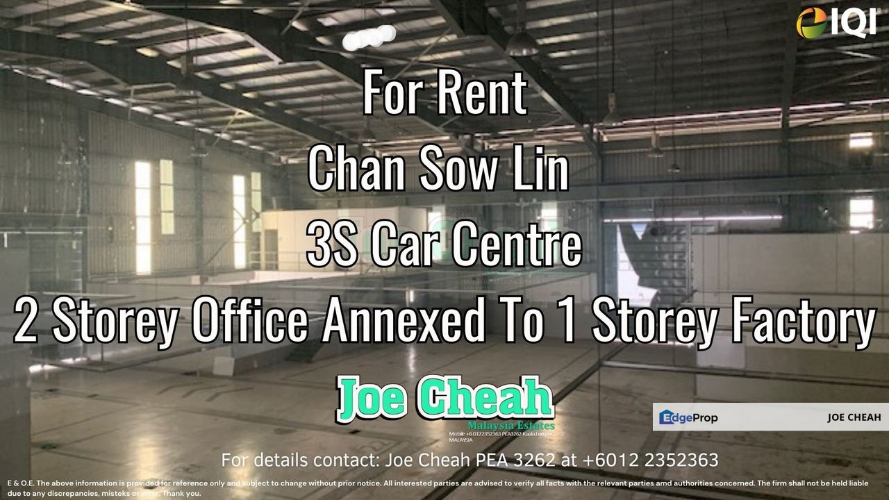 Single Storey Factory With 2 Storey Office For Rent - 3S Centre Ready Sungei Besi Chan Sow Lin Kuala Lumpur , Kuala Lumpur, Sungai Besi