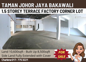 Taman Johor Jaya Bakawali 1.5 Storey Terrace Factory Corner Lot for ...