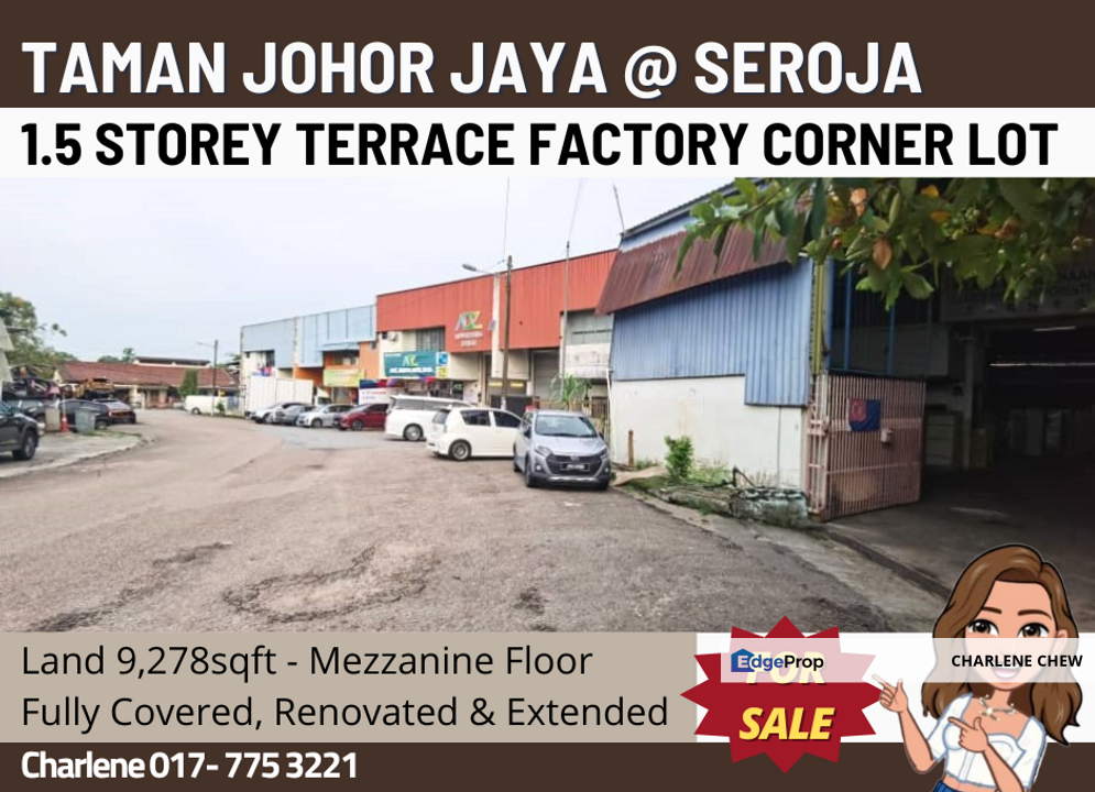 Taman Johor Jaya Seroja 1.5 Storey Terrace Factory Corner Lot for Sale ...