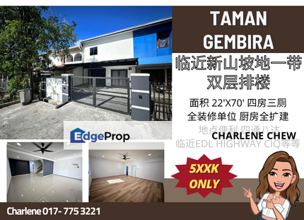 Taman Gembira Nearby JB Town Double Storey Fully Renovated, Johor, Johor Bahru