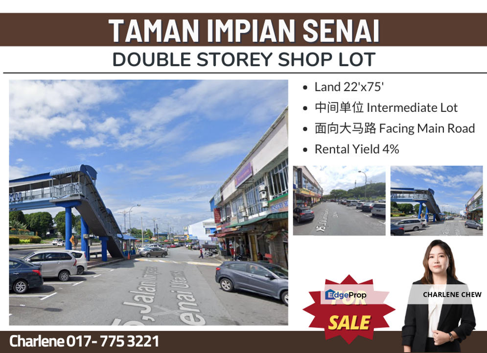 Taman Impian Senai Double Storey Shop Lot Rental Yield 4%, Johor, Senai