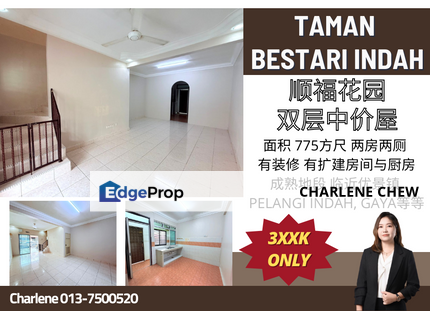 Taman Bestari Indah Double Storey Medium Cost House (Sale), Johor, Ulu Tiram