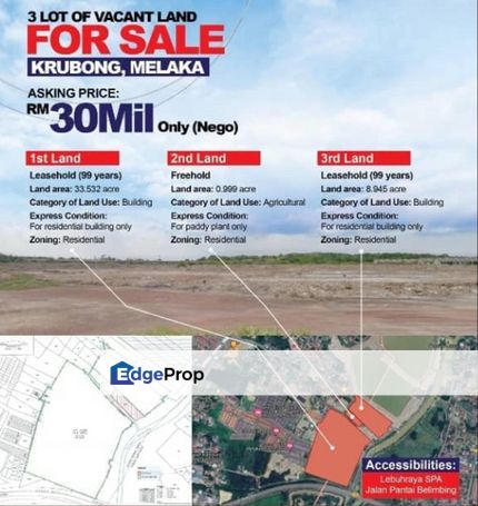 SPACIOUS 43.50 Acre Commercial Land Krubong, Melaka, Melaka, Krubong