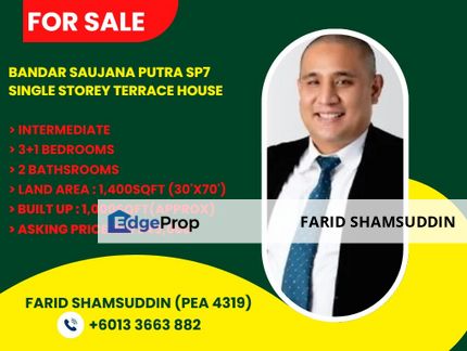 Bandar Saujana Putra SP7, Selangor, Single Storey Terrace House for Sale, Selangor, Jenjarom