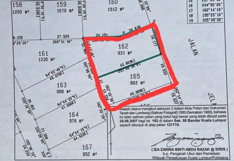 Lot tanah. Jalan Jelatek. Ampang. KLCC.