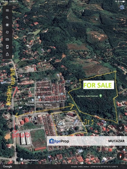 FREEHOLD Land For Sale in Bukit Koman @ Raub, Pahang - Near Town, Pahang, Raub