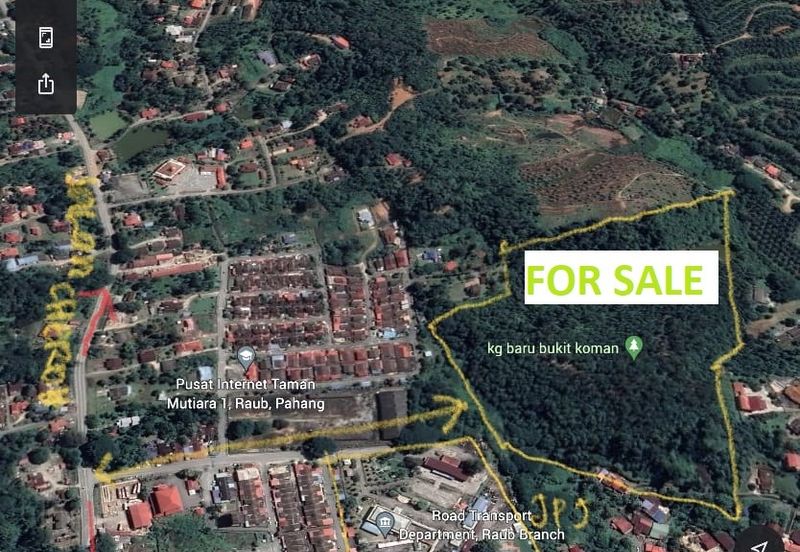 FREEHOLD Land For Sale in Bukit Koman @ Raub, Pahang - Near Town