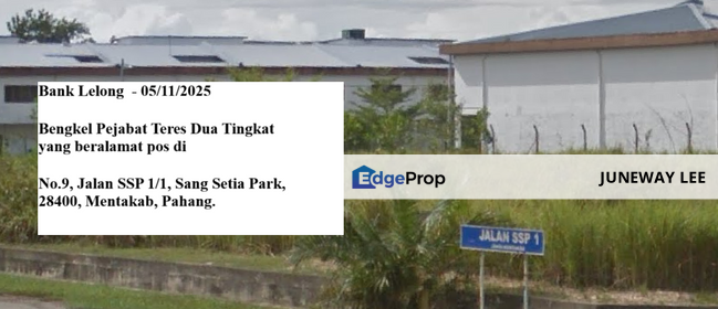 Bank Lelong Two-Storey Terrace Office Workshop : No.9, Jalan SSP 1/1, Sang Setia Park, 28400, Mentakab, Pahang., Pahang, Temerloh