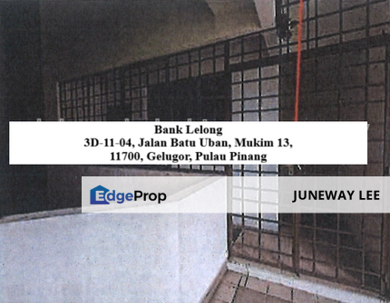 Bank Lelong Pangsapuri 3 bilik : 3D-11-04, Jalan Batu Uban, Mukim 13, 11700, Gelugor, Pulau Pinang., Penang, Sungai Dua (Island)