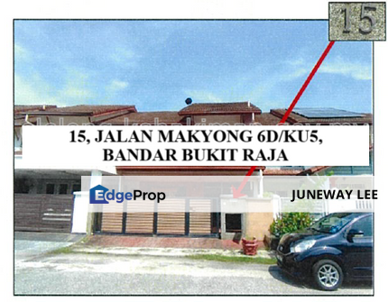 Bank Auction 2 Story Terraced House Klang : 15, JALAN MAKYONG 6D/KU5, BANDAR BUKIT RAJA, 41050, KLANG, Selangor., Selangor, Klang