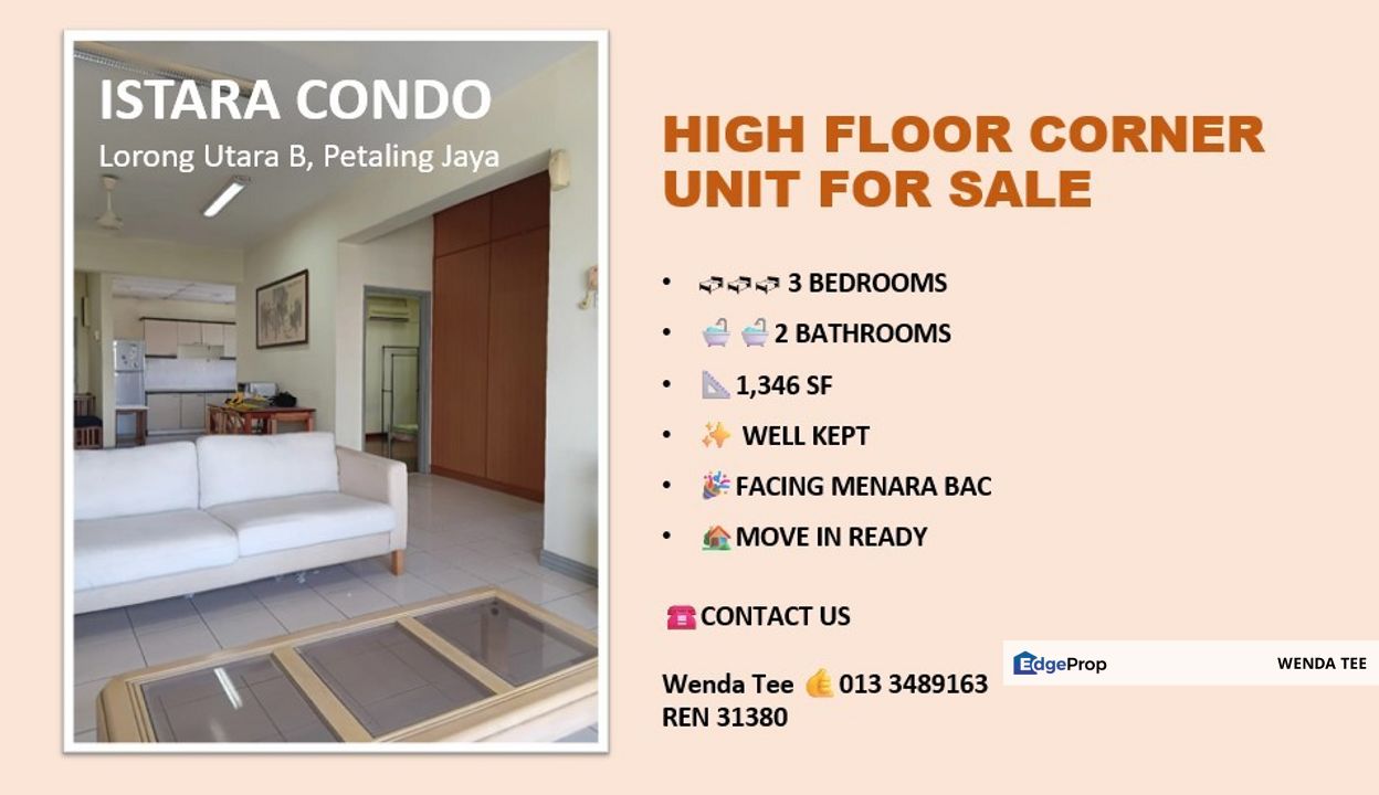 ISTARA HIGH FLOOR CORNER UNIT FACING JAYA 33 FOR SALE, Selangor, Petaling Jaya