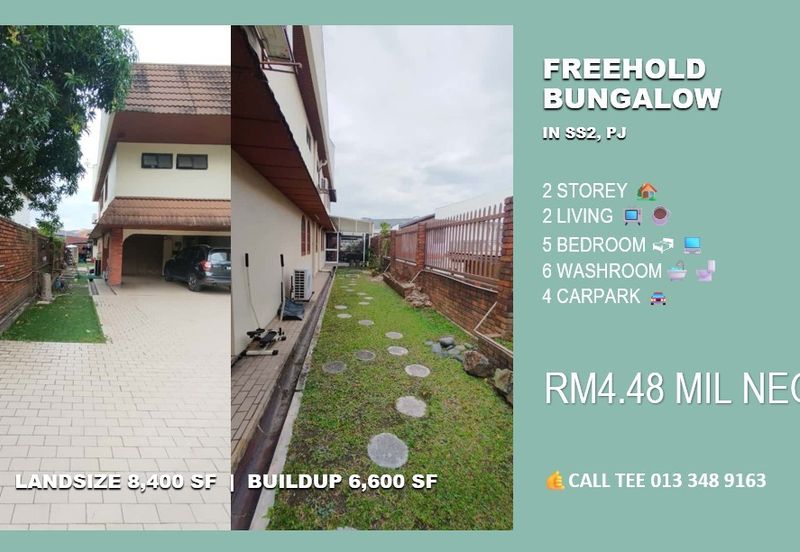 Rare Gem in SS2 | Massive 8,400 SF FREEHOLD Bungalow 6,600 SF Build-up