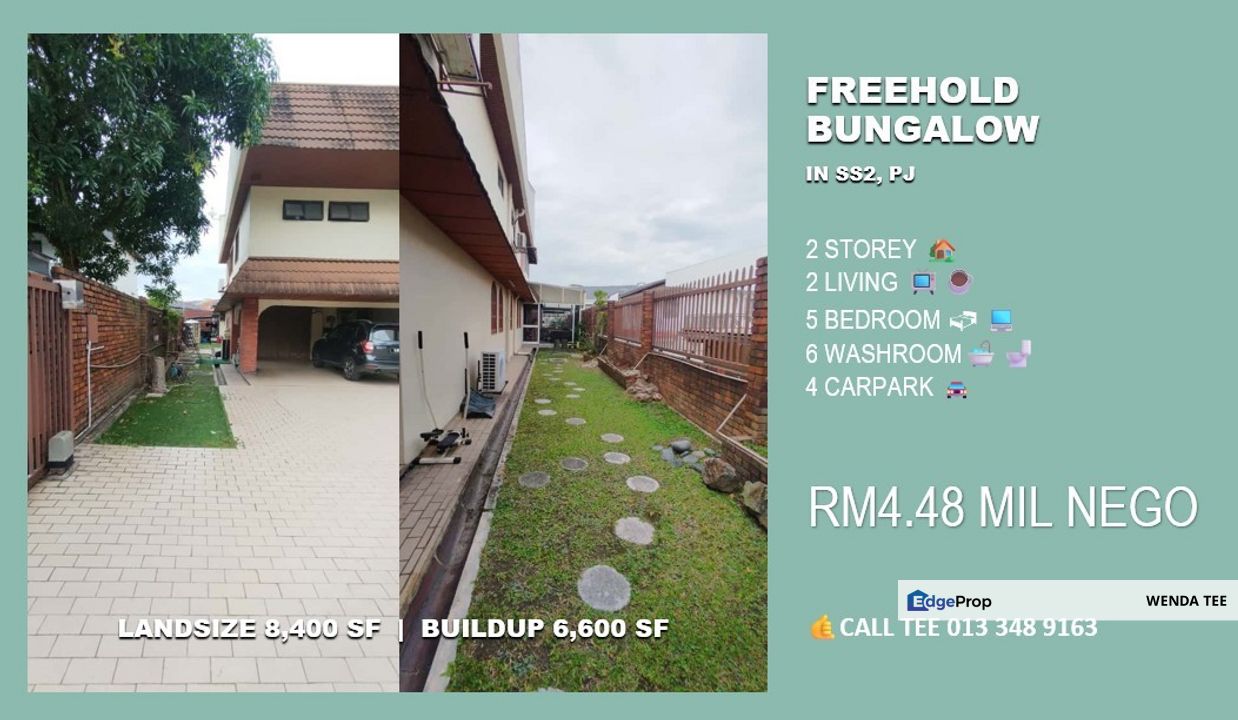 Rare Gem in SS2 | Massive 8,400 SF FREEHOLD Bungalow 6,600 SF Build-up, Selangor, SS2