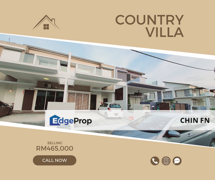 𝐂𝐨𝐮𝐧𝐭𝐫𝐲 𝐕𝐢𝐥𝐥𝐚 𝐀𝐲𝐞𝐫 𝐊𝐞𝐫𝐨𝐡 𝐌𝐞𝐥𝐚𝐤𝐚 Double 2 Storey Terrace House for Sale 24 Hour Security Peaceful Environment , Melaka, Bemban