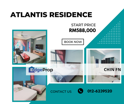 Super Below Bank Value RM100K Luxury Condo for Sale Fully Furnish Good for Airbnb Atlantis Residence Kota Laksamana Melaka, Melaka, Melaka Tengah