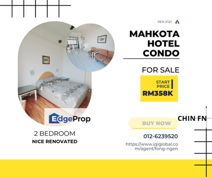 𝐌𝐚𝐡𝐤𝐨𝐭𝐚 𝐇𝐨𝐭𝐞𝐥 𝐌𝐞𝐥𝐚𝐤𝐚 𝐑𝐚𝐲𝐚 for Sale Grand Condo 24 hour Security with Nice Swimming Pool, Melaka, Melaka Raya