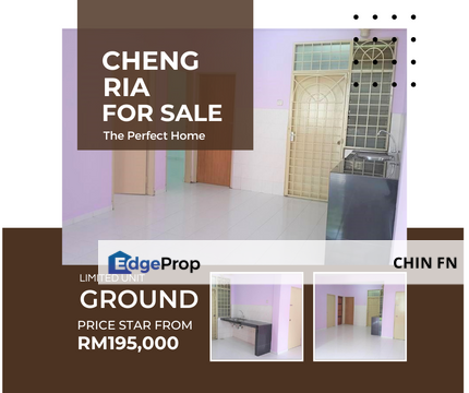 Limited Ground Floor Cheng Ria Apartment for Sale Malim Jaya Batu Berendam Melaka, Melaka, Cheng