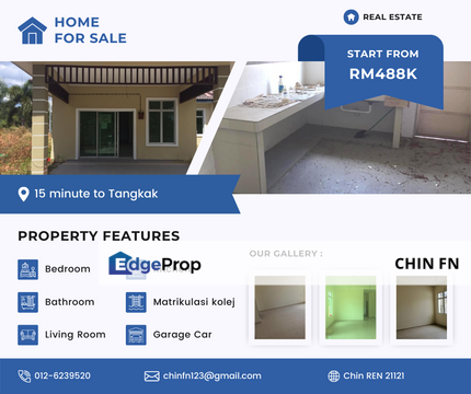 超值卖价 Freehold 永久 1 Sty Bungalow for Sale Simpang Bekoh Indah Asahan nr Tangkak Melaka, Melaka, Asahan