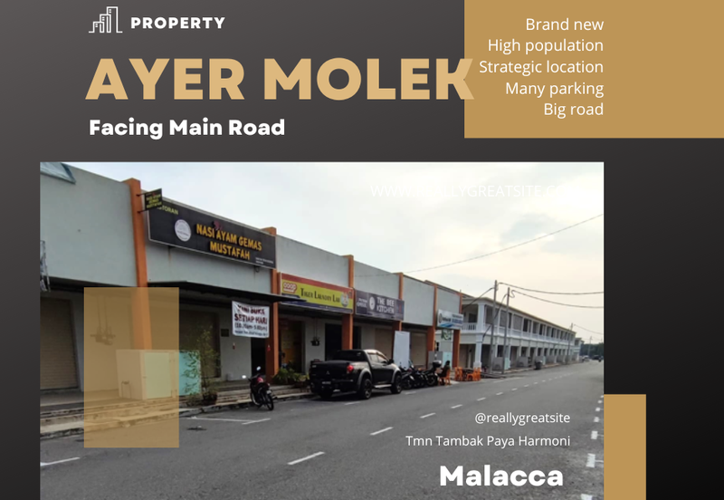 Facing Main Road New Shop 1 Sty Shop Tambak Paya Harmoni Ayer Molek Melaka