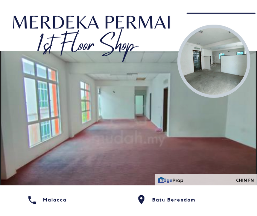 Big 1st Floor Shop 1760 sq.ft Merdeka Permai Batu Berendam Melaka, Melaka, Batu Berendam