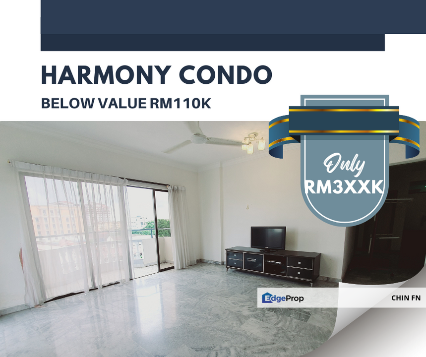 Super Below Value RM110K Freehold 1500 sqft Harmony Condo Ujong Pasir Melaka, Melaka, Melaka Tengah
