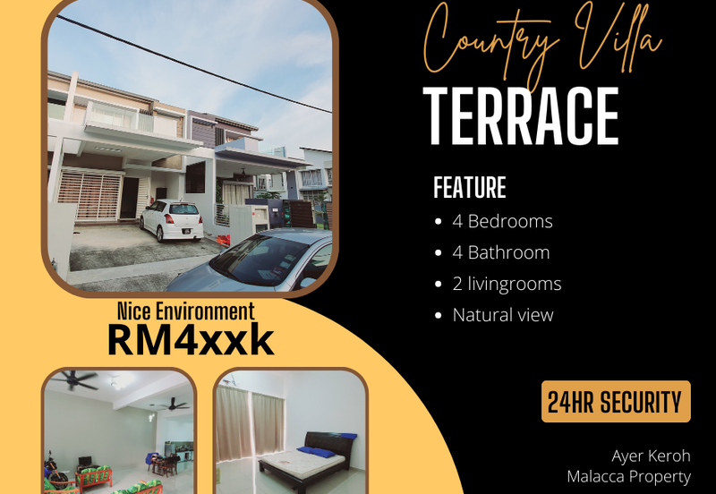 Below Value 7% House 2 Sty Terrace 24hr Security Country Villa Ayer Keroh
