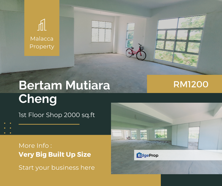 Big Size 2000 sq.ft Main Road 1st Floor Bertam Mutiara Cheng Batu Berendam, Melaka, Cheng