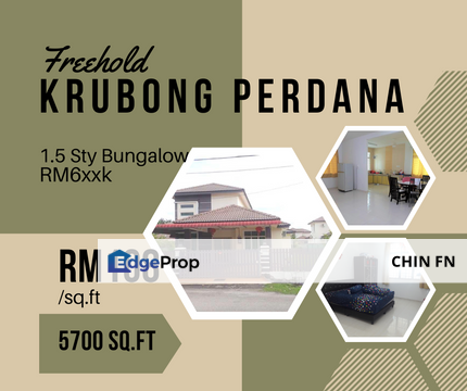 Freehold 1.5 Sty Bungalow Big Land 5700 sqft Krubong Perdana batu Berendam, Melaka, Batu Berendam