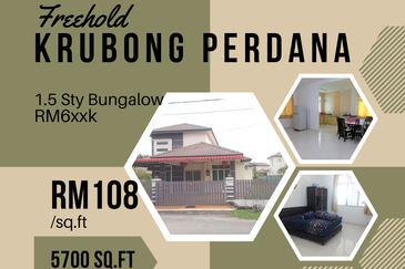 Freehold 1.5 Sty Bungalow Big Land 5700 sqft Krubong Perdana batu Berendam