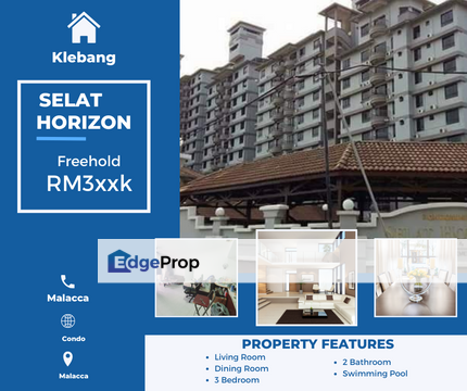 Swimming Pool Fully Furnish Freehold Seaview Selat Horizon Klebang, Melaka, Klebang