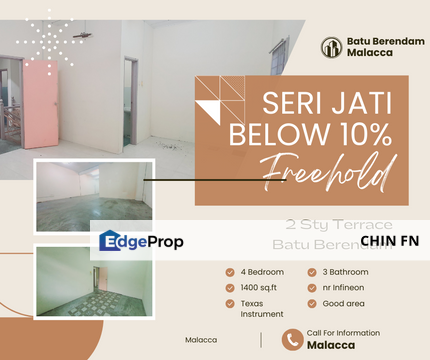 Below Value 10% Freehold 2 Sty Terrace House Seri Jati Batu Berendam Melaka, Melaka, Batu Berendam