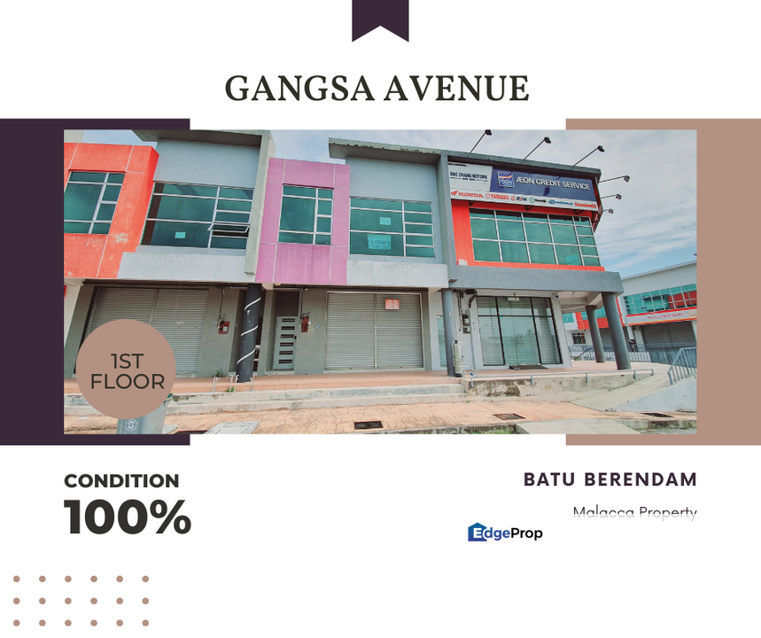 Lower Rental 1st Floor Shop Office Gangsa Avenue Batu Berendam, Melaka, Batu Berendam