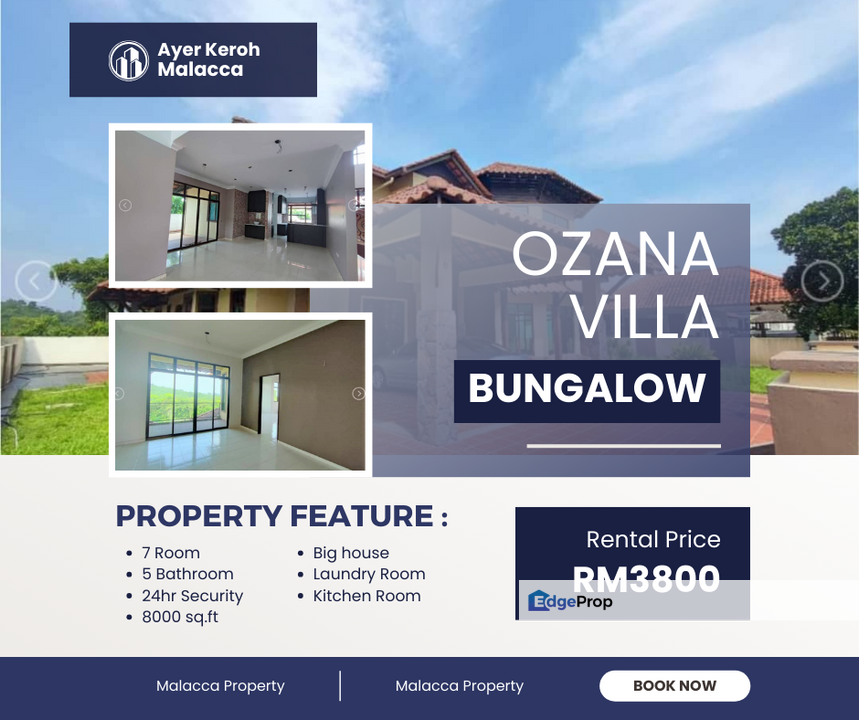 Big Land 8000 sq.ft 2 Sty Bungalow with 7 Room Ozana Villa Ayer Keroh, Melaka, Ayer Keroh