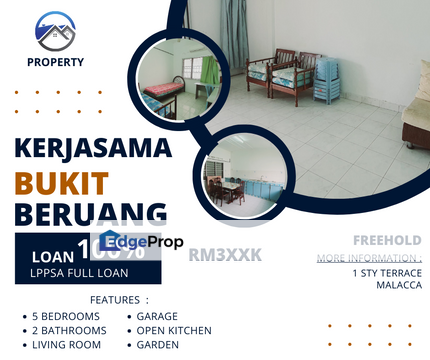 5 Room Freehold Ready Tenant 1 Sty Terrace House Kerjasama Bukit Beruang, Melaka, Bukit Beruang