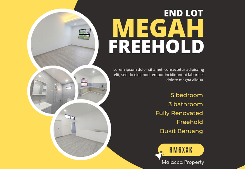 End Lot Fully Renovated Freehold 2 Sty Terrace Megah Bukit Beruang MMU