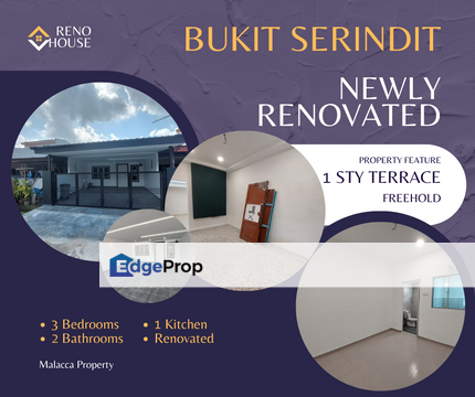 Freehold Newly Renovated 1 Sty Terrace House Bukit Serindit Bukit Piatu, Melaka, Bukit Serindit