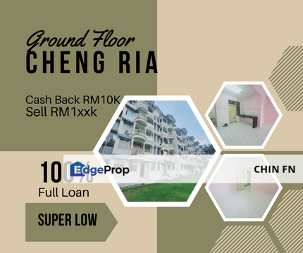 Cash Back RM10K Full Loan 100% Ground Floor Cheng Ria Malim Jaya Melaka, Melaka, Cheng