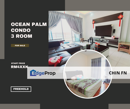 3 Room Fully Renovated Freehold Fully Furnish Condo for Sale Ocean Palm Klebang Melaka, Melaka, Klebang