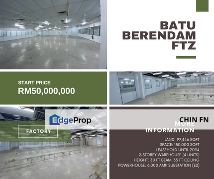 Very Big 150K sq.ft Factory Batu Berendam Industrial FTZ Melaka, Melaka, Batu Berendam