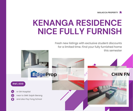 Gajah Berang Pay Fong Furnish 24hr Guard Kenanga Residence Bachang Melaka, Melaka, Melaka Tengah