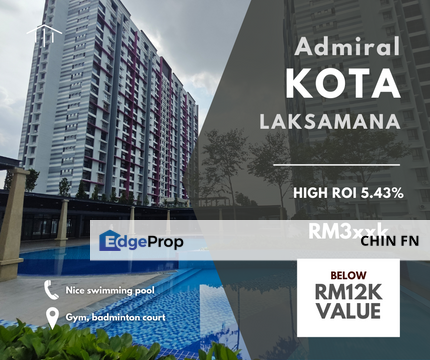 Below Value RM12K High ROI 5.43% Admiral Residence Kota Laksamana Melaka, Melaka, Melaka Raya