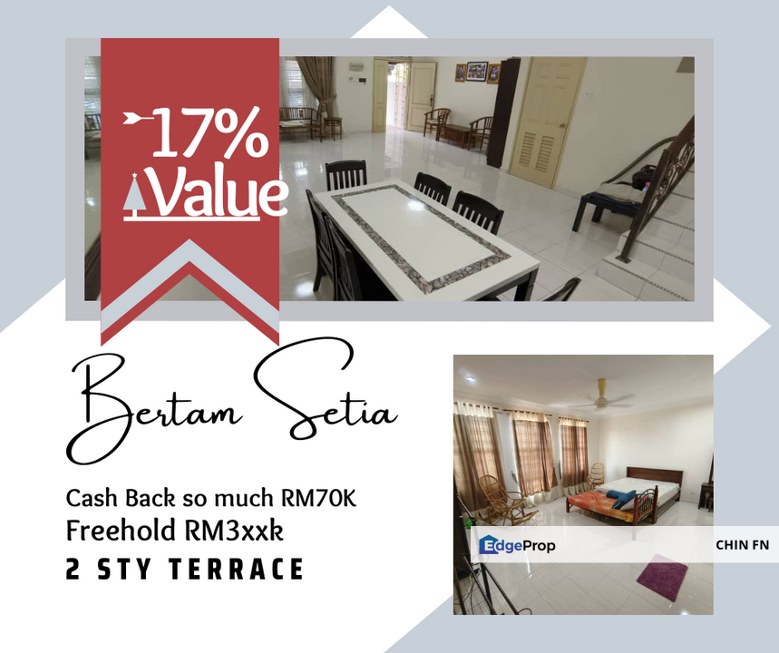 Cash Back RM70K Freehold Below Value 17% Bertam Setia Tanjong Minyak Melaka, Melaka, Sungai Udang