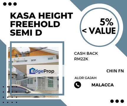 Below Value 5% Cash Back RM22K Freehold Semi D Kasa Height Alor Gajah Melaka, Melaka, Alor Gajah