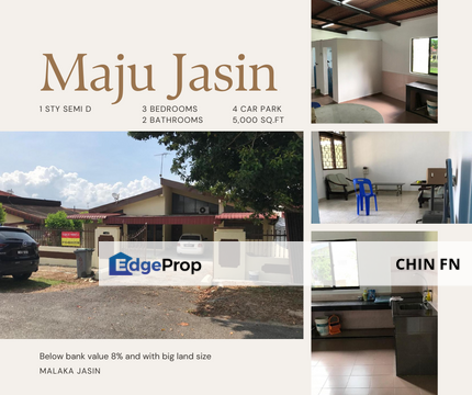 Below Bank Value 8% Big 1 Sty Semi D House 5000 sqft Maju Jasin Melaka, Melaka, Jasin