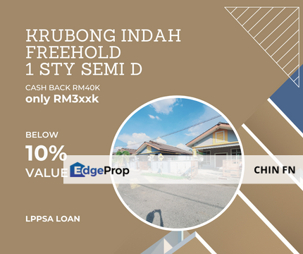 Cash Back RM40K & 100% Full LPPSA Loan Freehold Semi D Krubong Indah Melaka, Melaka, Krubong