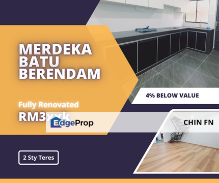 Below Value 4% Fully Renovate 2 Sty Terrace Merdeka Batu Berendam CTRM Melaka, Melaka, Batu Berendam