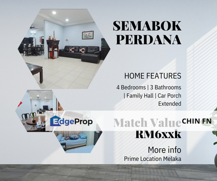 Match Value Grand Fully Renovated 2 Sty Terrace House Semabok Perdana Melaka, Melaka, Melaka Jaya