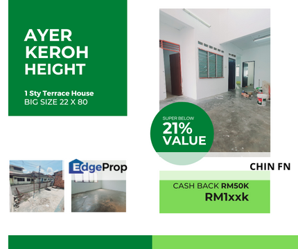 Cash Back RM50K Below Value 21% Teres 22x80 Max Loan Ayer Keroh Height Melaka, Melaka, Ayer Keroh